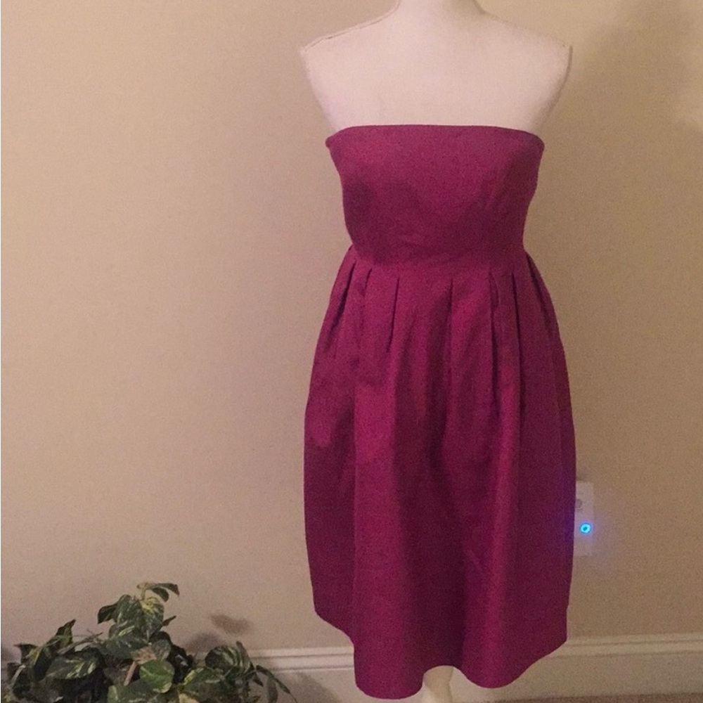 J. Crew Strapless Magenta Dress